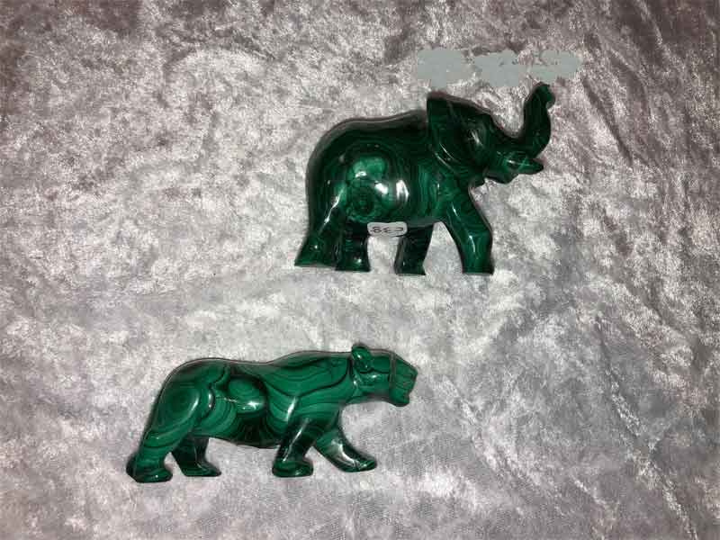 malechite-elephant panther carvings 2